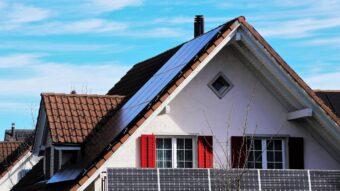 the roof of the, house, the window, shutters, red, architecture, sky, family, blue sky, building, no one, outside, the structure of the, modern, on the roof, under the roof, roof plate, roofing, window, covering, building and construction, small building, village, nature, wooden window, style, aesthetically pleasing, solar panels, solar batteries
